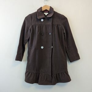 Garnet Hill Girls Brown Wool Dress Coat